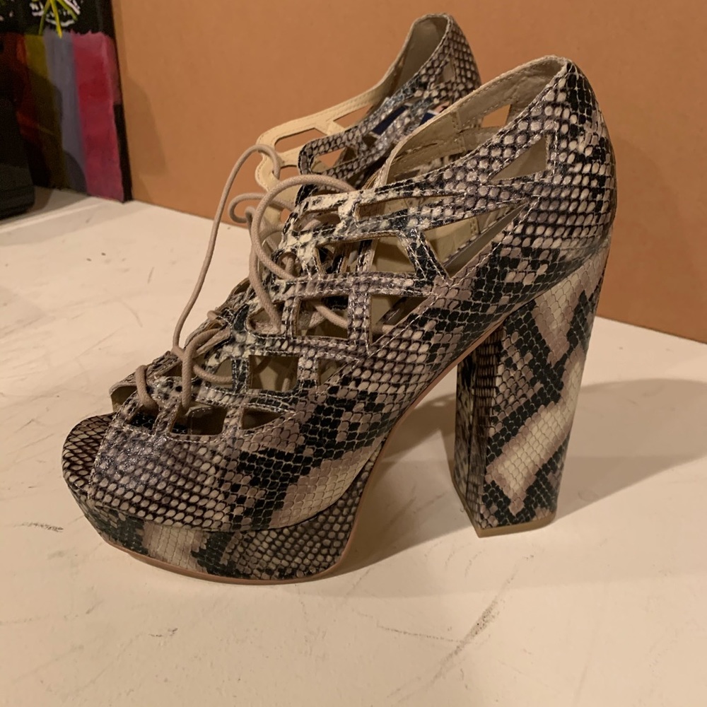 Snakeskin heeled sandals
